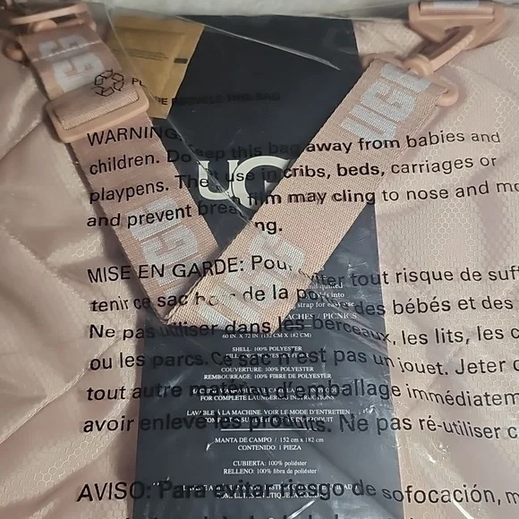 UGG Mischa Quilted Outdoor Blanket in Rosewater Stripe - Picture 3 of 6